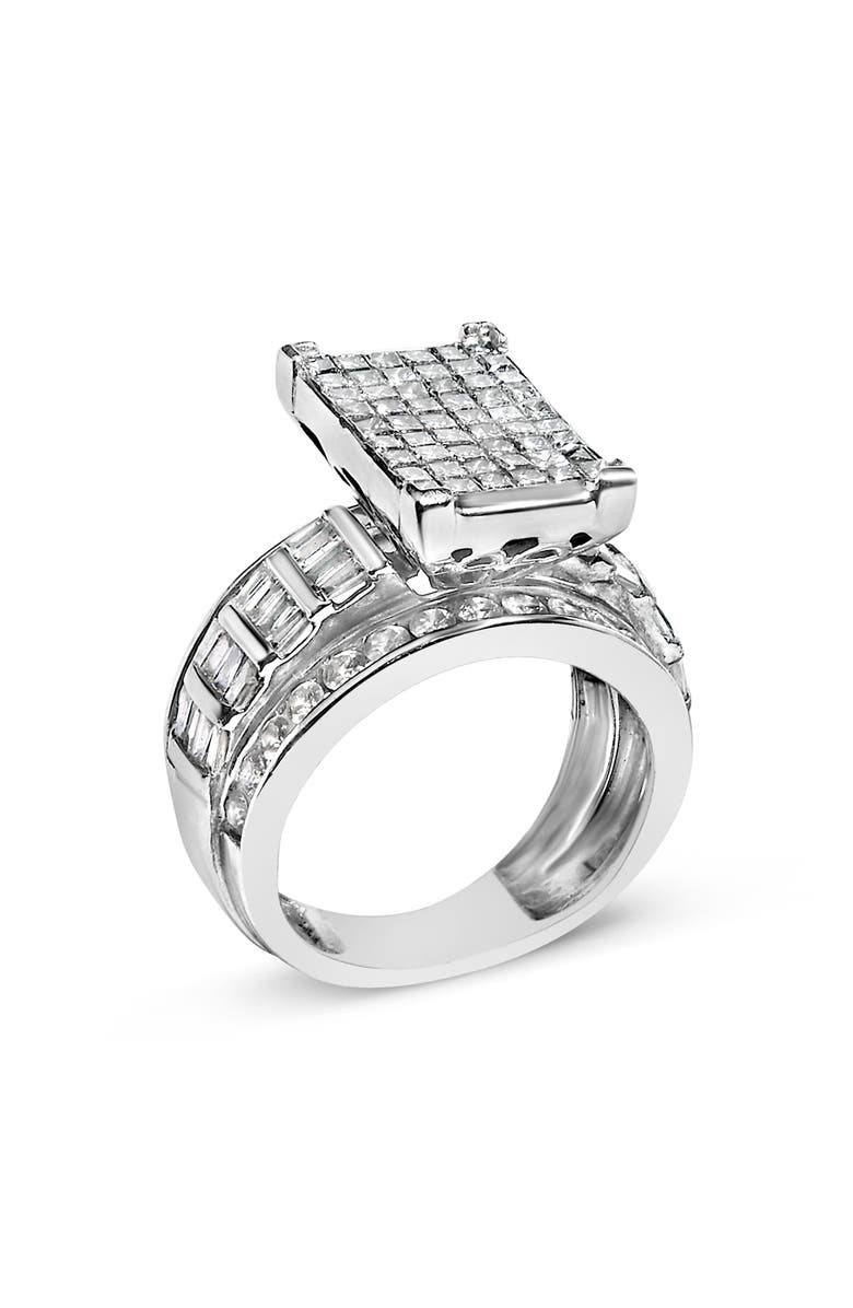 Haus of Brilliance 14K Gold 2.0 Cttw Mixed-Cut Diamond Composite Cluster Ring, Alternate, color, White Gold