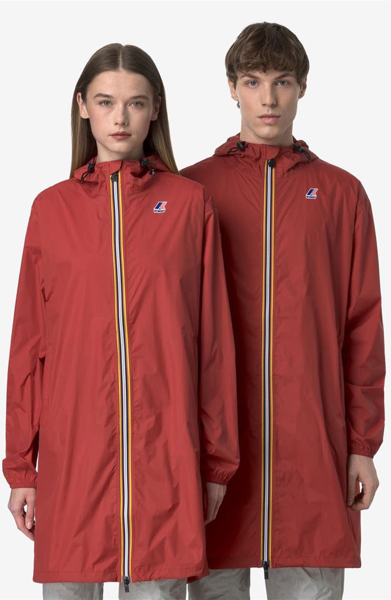 K-Way Le Vrai 4.0 Eiffel East Water Repellent Raincoat, Alternate, color, Red Jasper