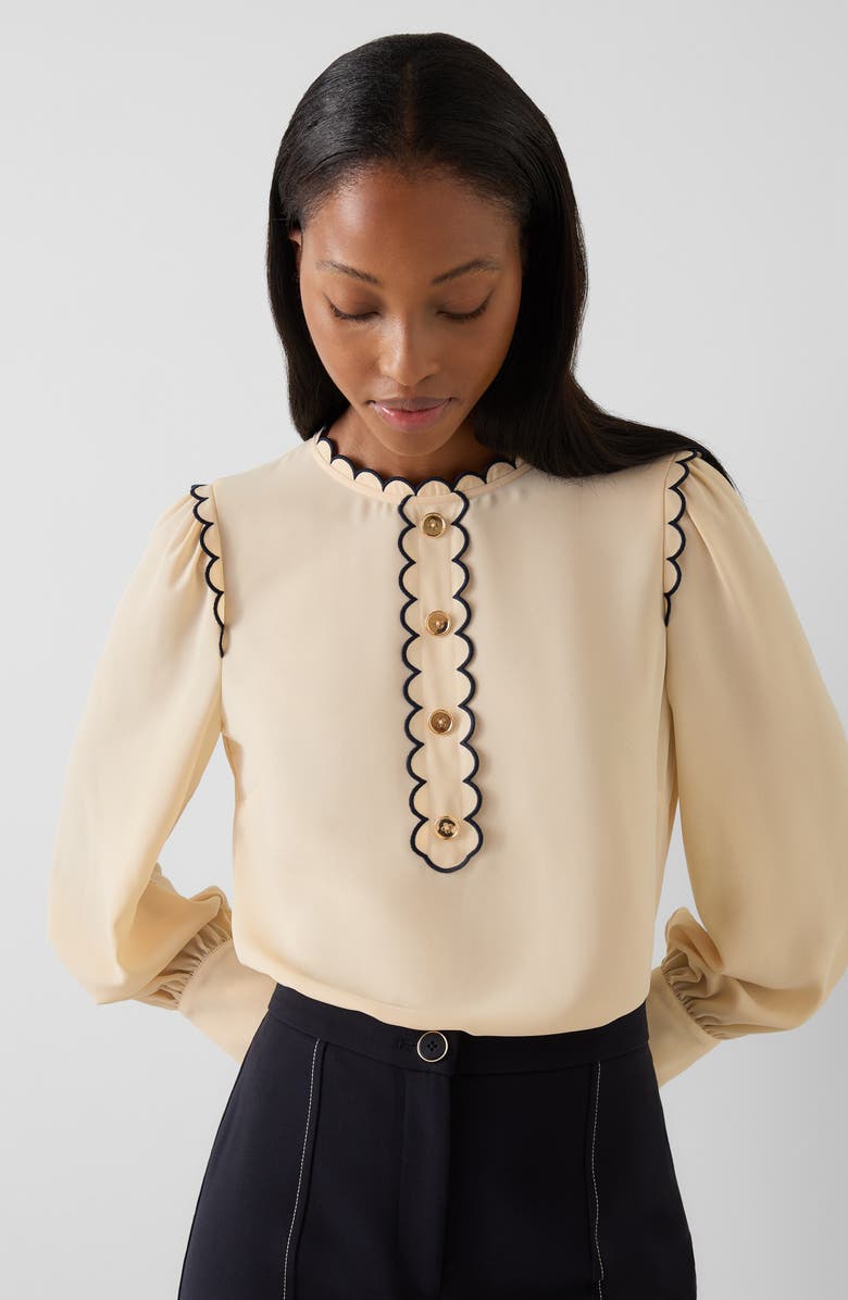 LK Bennett Jenny Scallop Top, Alternate, color, Ivory