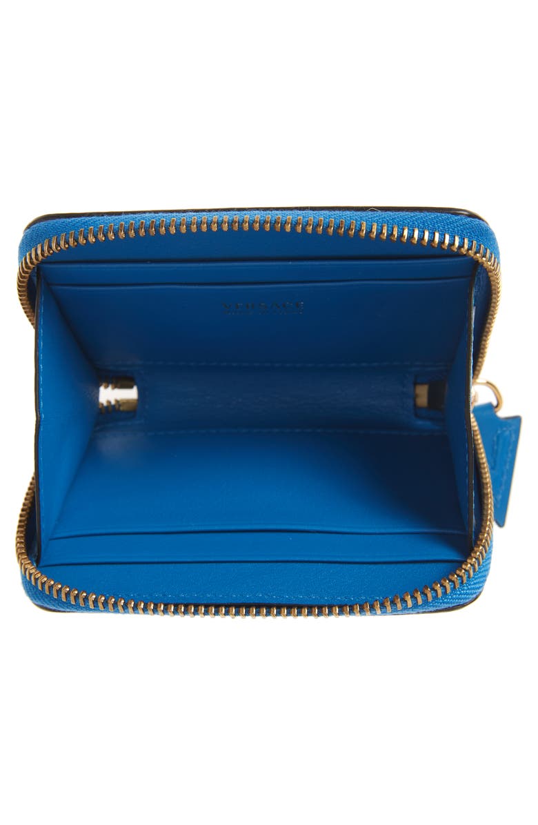 Versace La Medusa Zip Around Leather Card Wallet, Alternate, color,