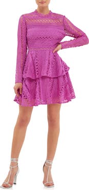 Endless Rose Tiered Lace Long Sleeve Minidress