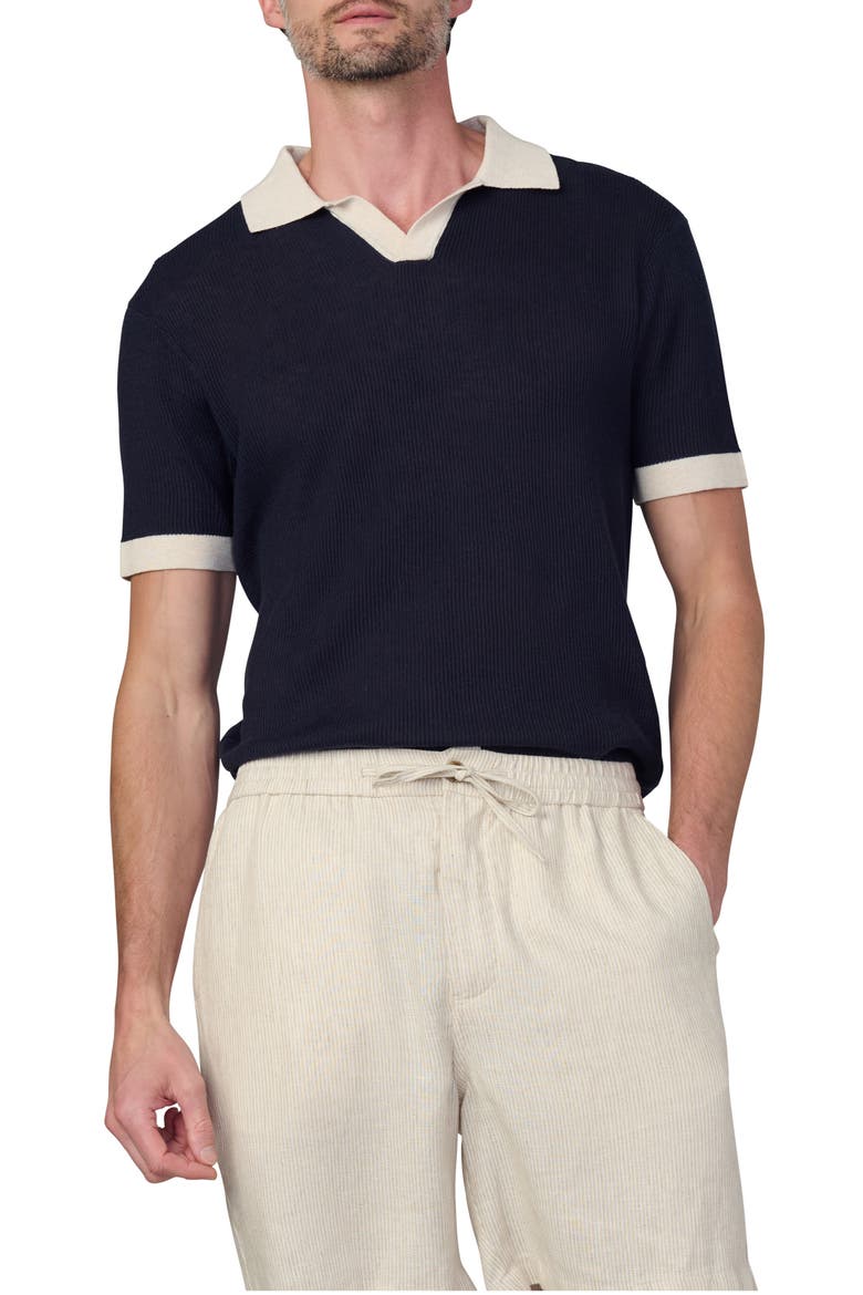 Club Cotton & Linen Polo, Main, color, TRUE NAVY