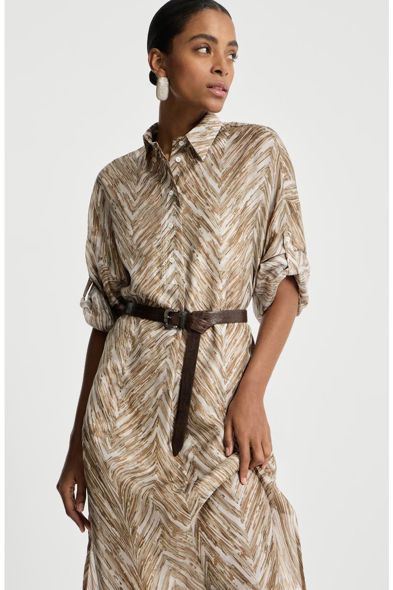 Chevron print dress, Alternate, color, Beige