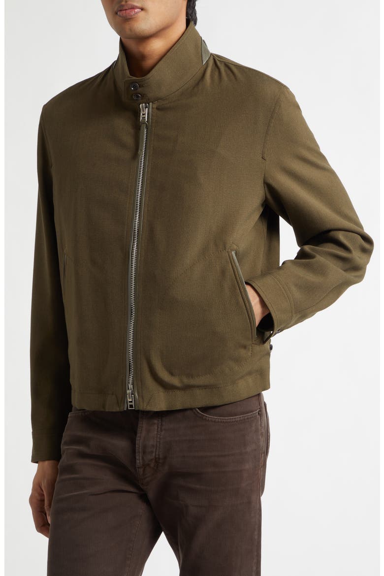 Virgin Wool, Cashmere & Silk Harrington Jacket, Alternate, color, GREEN WOOD