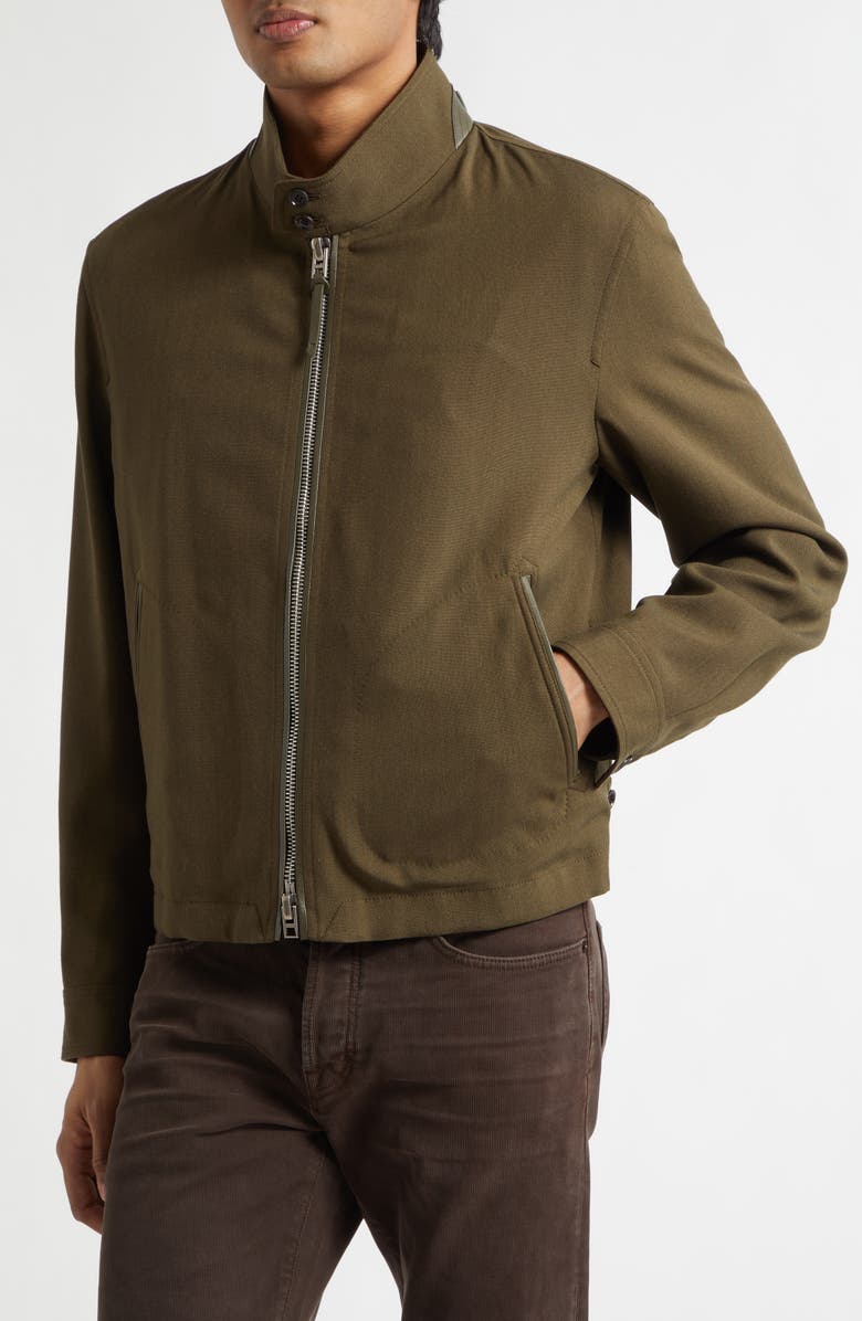 TOM FORD Virgin Wool, Cashmere & Silk Harrington Jacket, Alternate, color, Green Wood