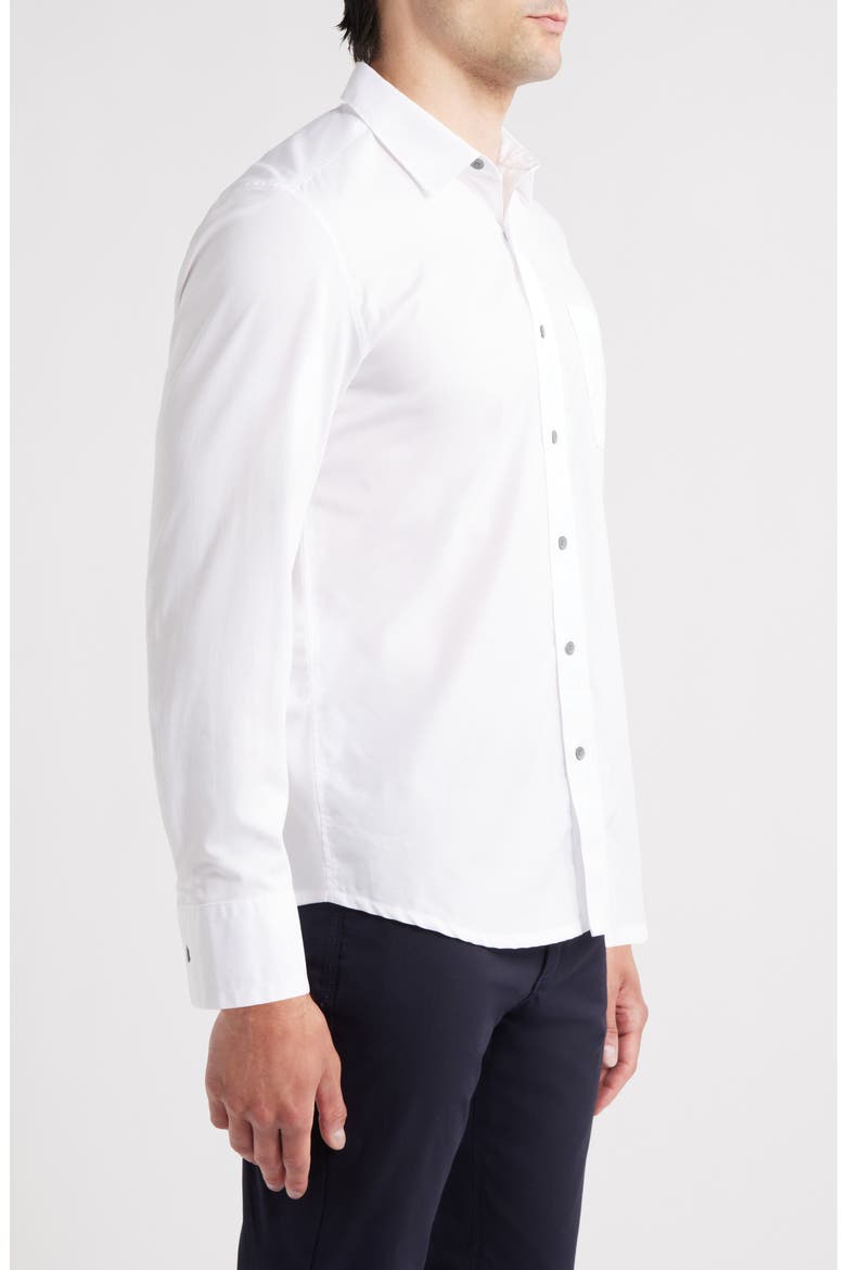 Hudson Reworked Slim Fit Solid Cotton Button-Up Shirt, Alternate, color, WHITE