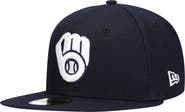 New Era Men's New Era Navy Milwaukee Brewers White Logo 59FIFTY Fitted Hat
