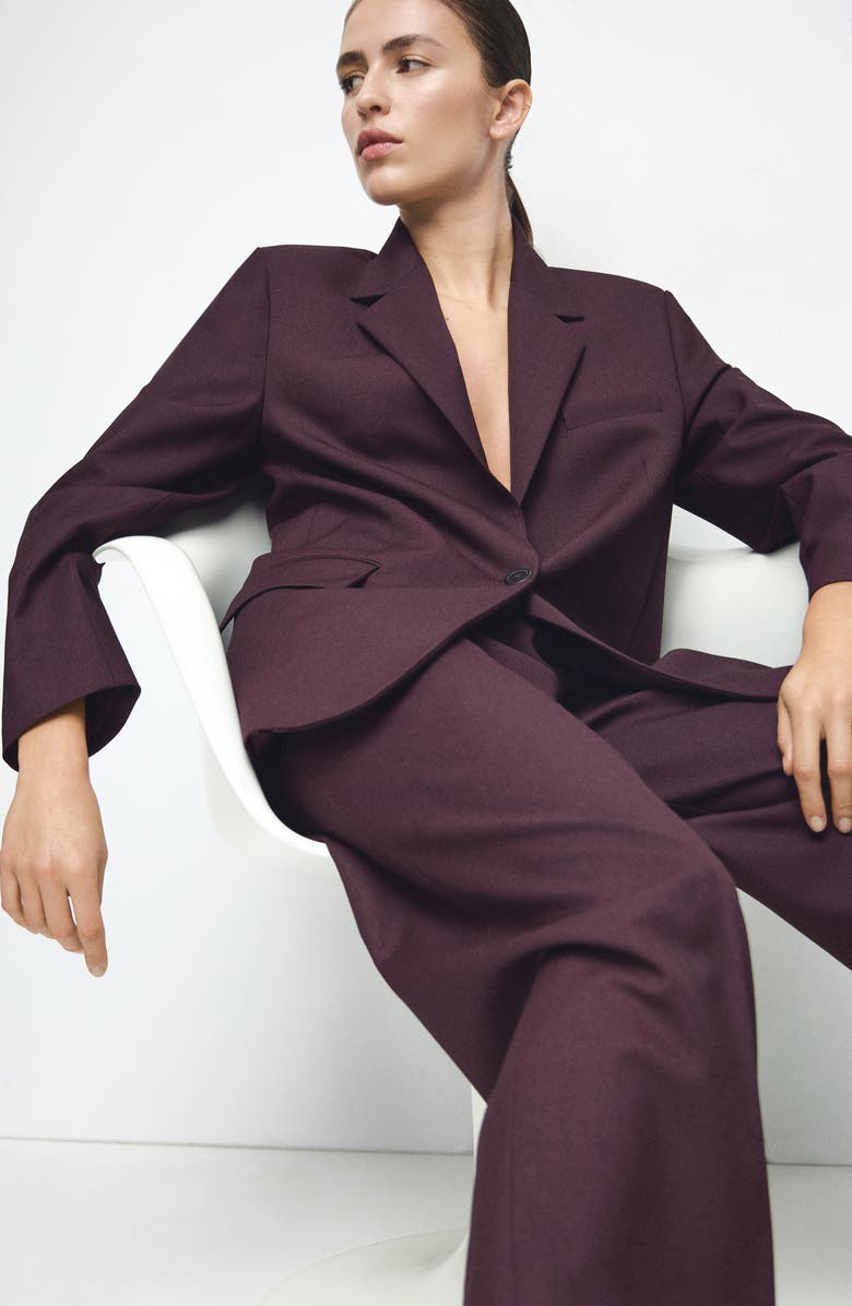 MANGO Hidra Seamed Wide Leg Pants, Alternate, color, Wine