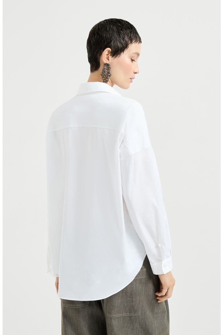 Stretch poplin shirt with monili, Alternate, color, White