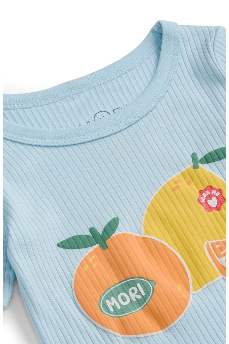 Ribbed Print Pyjama Set, Alternate, color, Citrus & Omphalodes