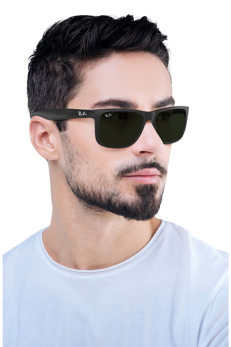 Justin 54mm Rectangular Sunglasses, Alternate, color, BLACK/ GREEN