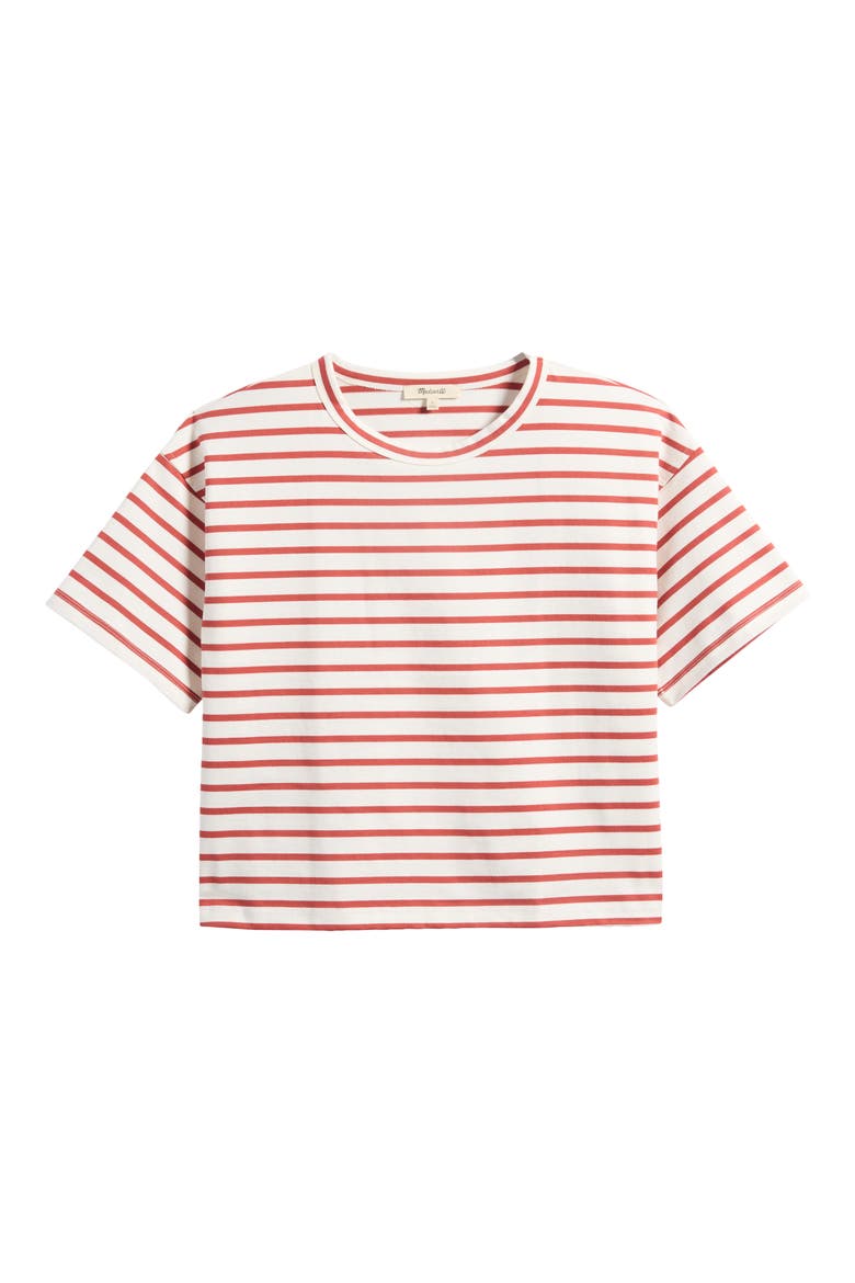 Everyday Boxy Cotton Crop T-Shirt, Alternate, color, RED STRIPE