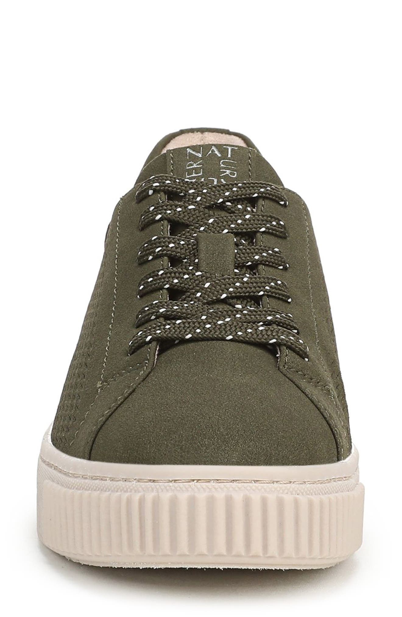 Turner Perforated Platform Sneaker, Alternate, color, DARK GREEN FAUX LEATHER