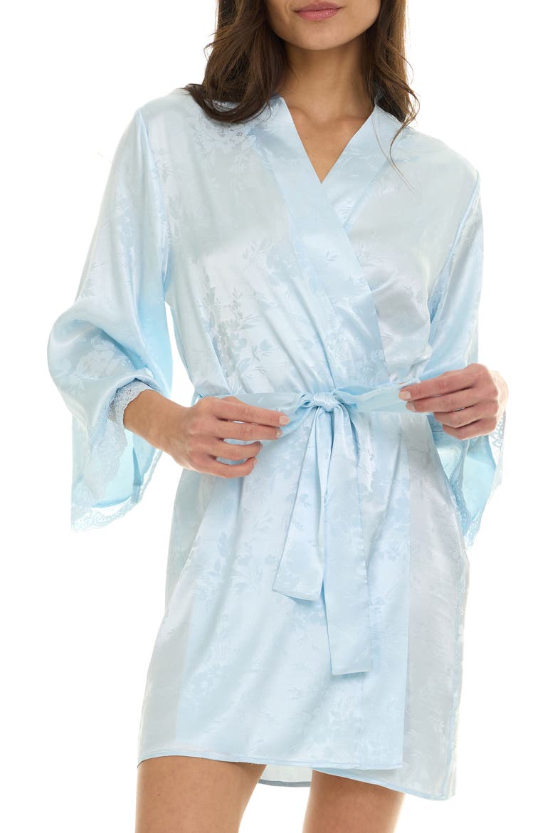 Eloisa Floral Satin Wrap, Alternate, color, ICE BLUE