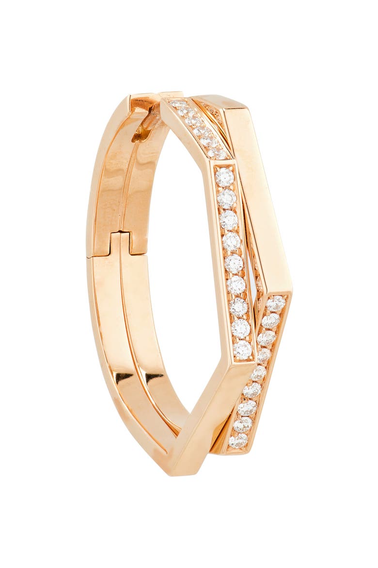 Antifer 2-Row Diamond Pavé Huggie Hoop Earring, Alternate, color, ROSE GOLD