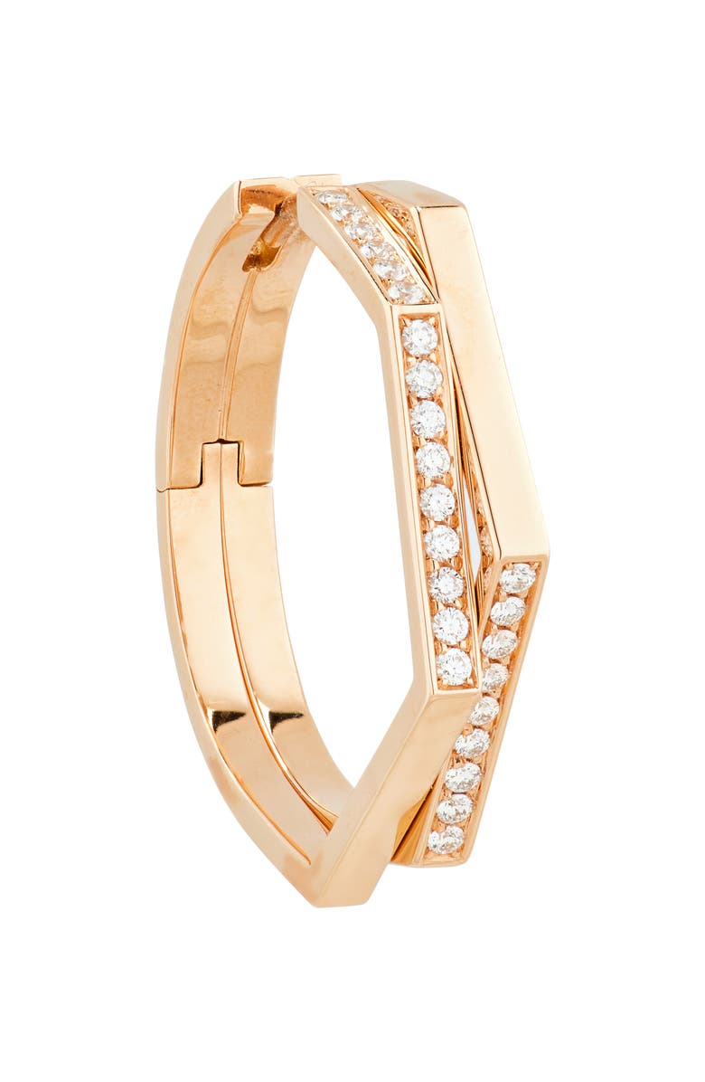 REPOSSI Antifer 2-Row Diamond Pavé Huggie Hoop Earring, Alternate, color, Rose Gold