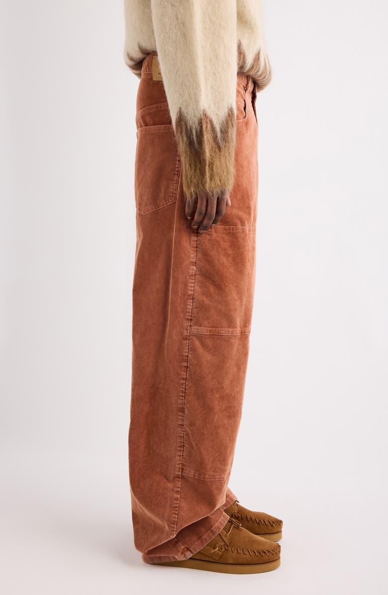 Isabel Marant Lorson Wide Leg Stretch Cotton Corduroy Pants, Alternate, color, Rust
