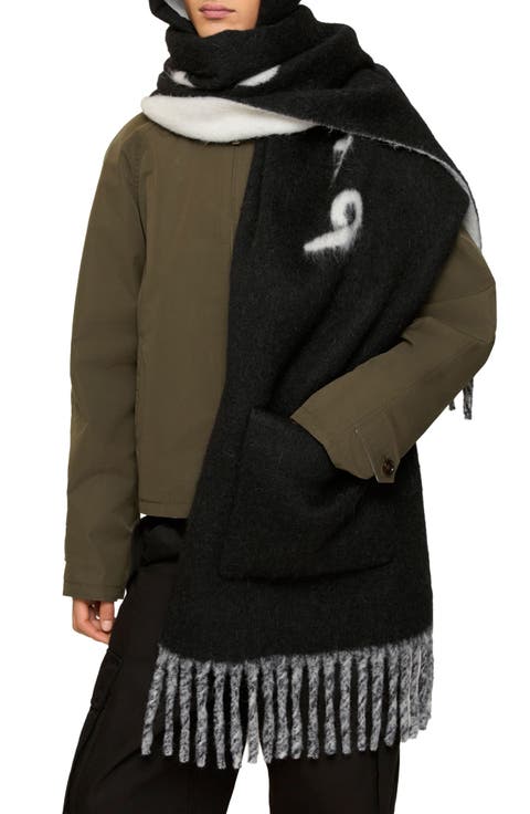 Logo Alpaca & Wool Blend Hooded Scarf