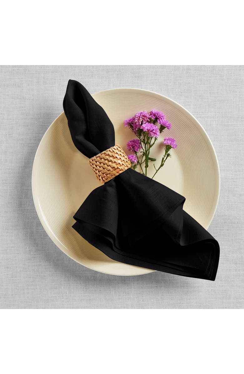 Solino Home Linen Dinner Napkins - Fete, 20" x 20", Alternate, color, Black