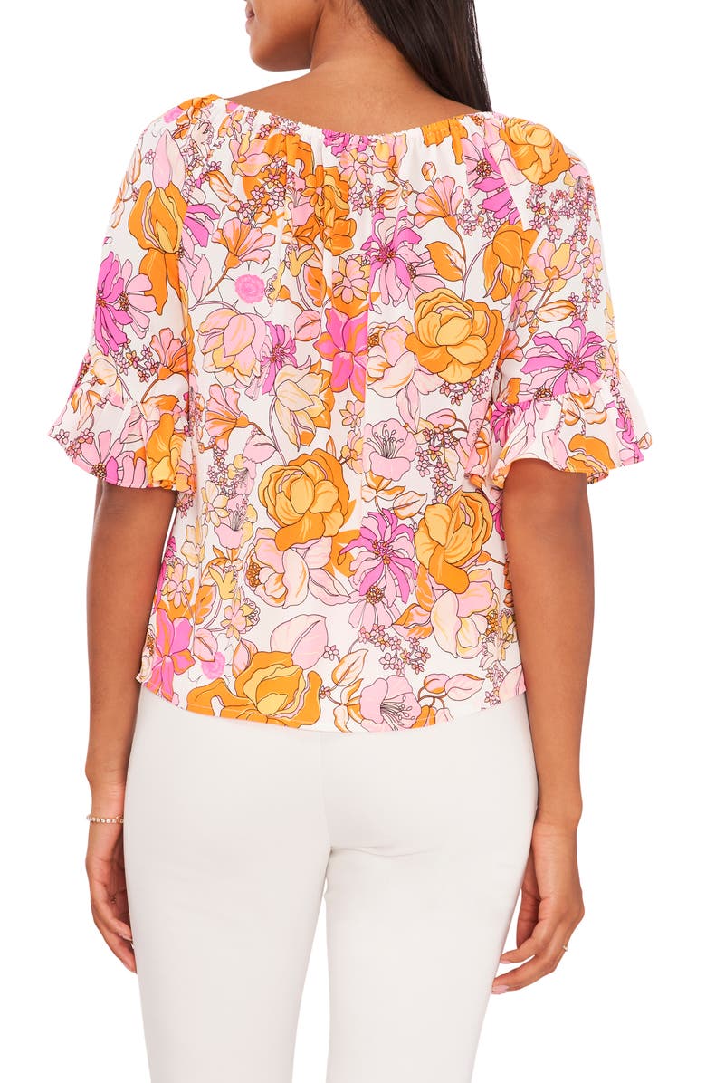Chaus Floral Off the Shoulder Top, Alternate, color, Pink/Orange/White