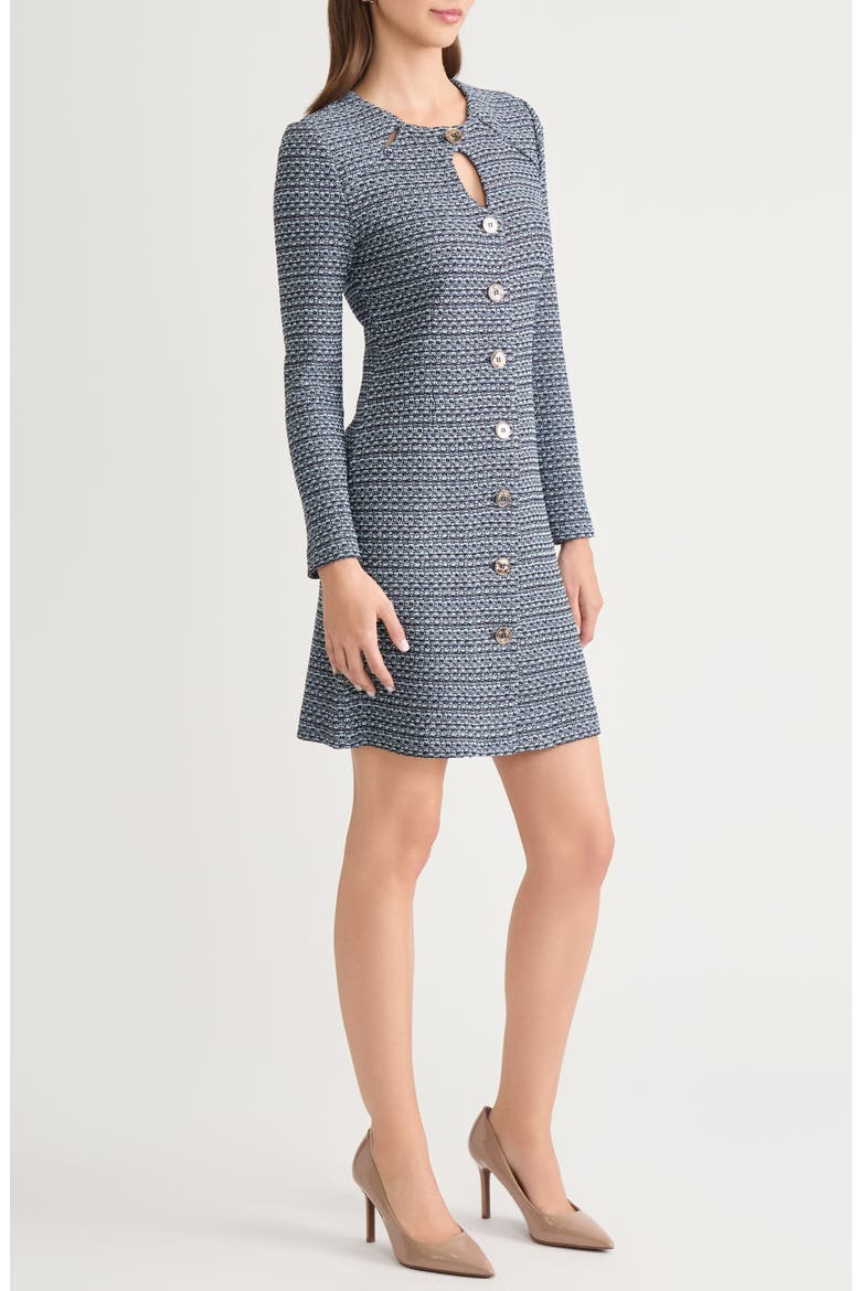 x Lani Lynn Keyhole Cutout Tweed Knit Minidress, Alternate, color, MOONLIT NAVY/BLUE FROST/BLACK