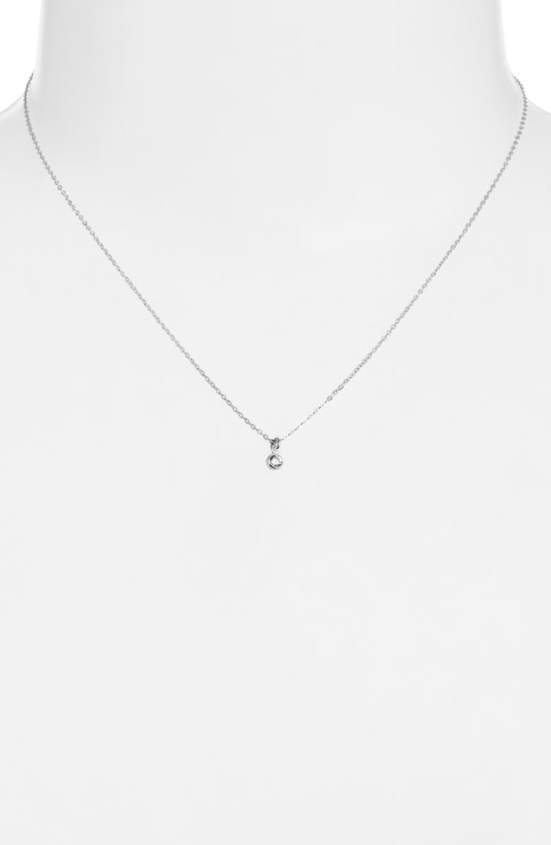 Set & Stones Birthstone Charm Pendant Necklace, Alternate, color, Silver / April