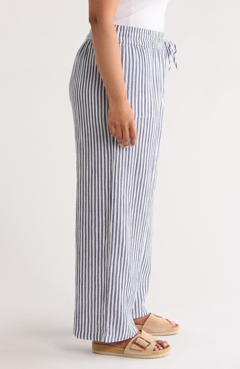 Caslon<sup>®</sup> Stripe Pull-On Wide Leg Pants, Alternate, color, Navy- White Brianne Stripe