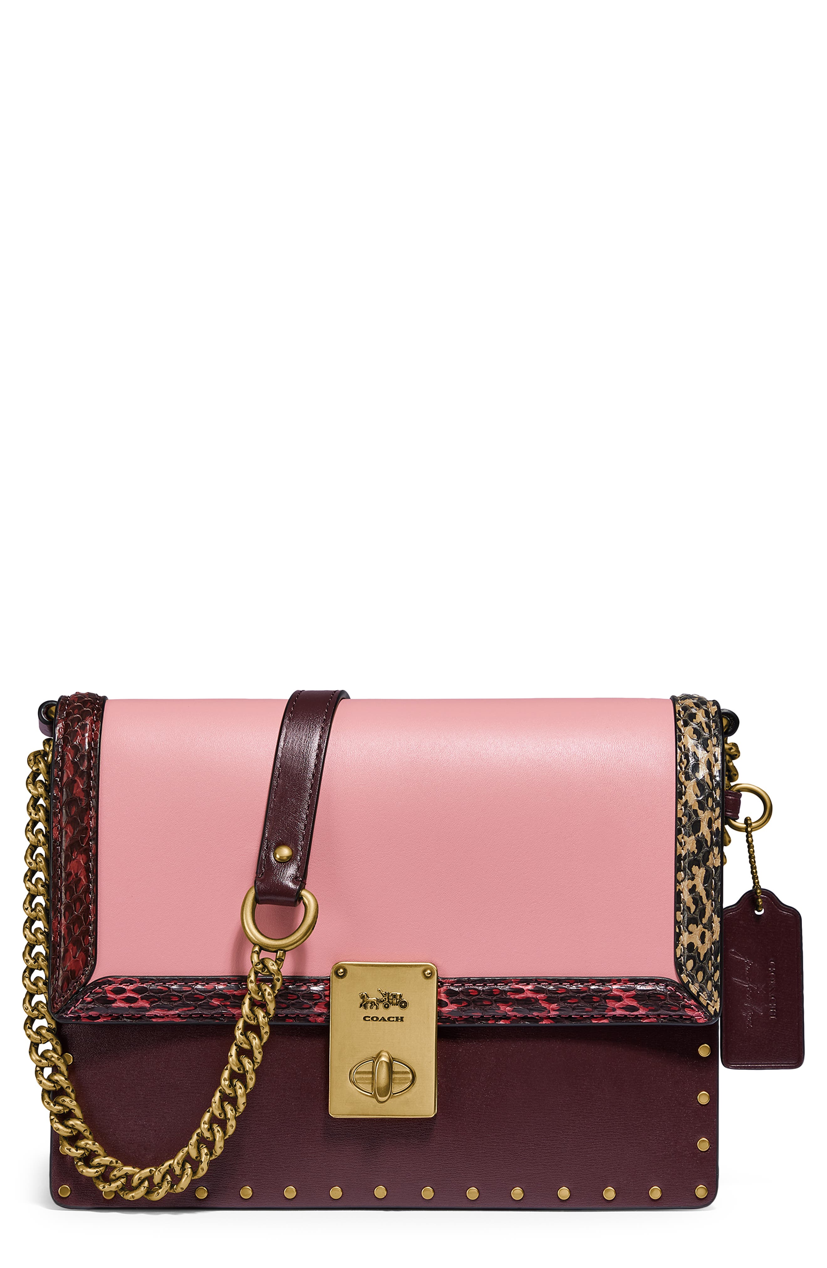 COACH x Jennifer Lopez Hutton Colorblock Leather & Genuine Snakeskin Convertible Shoulder Bag, Main, color, 