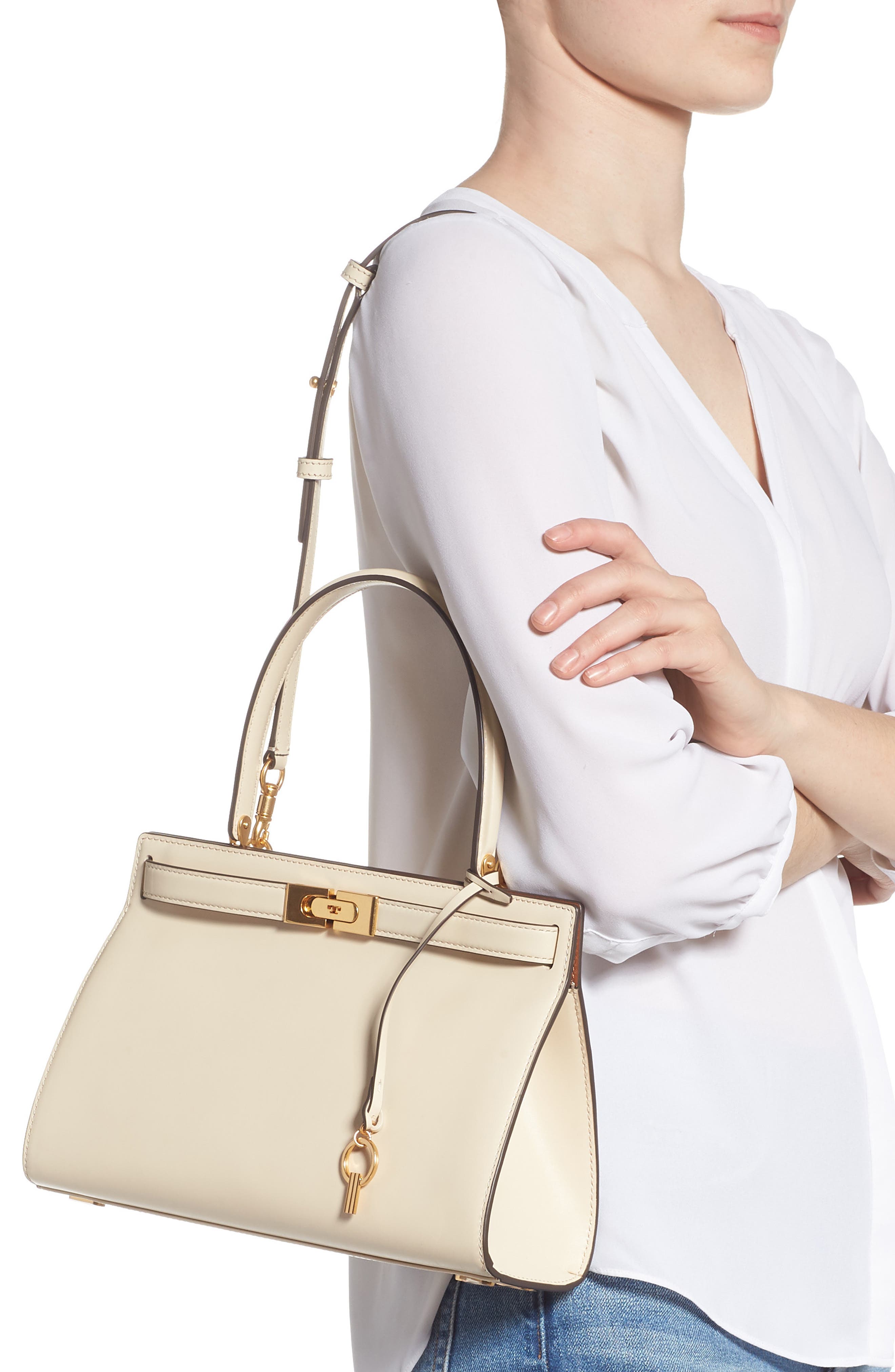 Small Lee Radziwill Leather Bag, Alternate, color, NEW CREAM