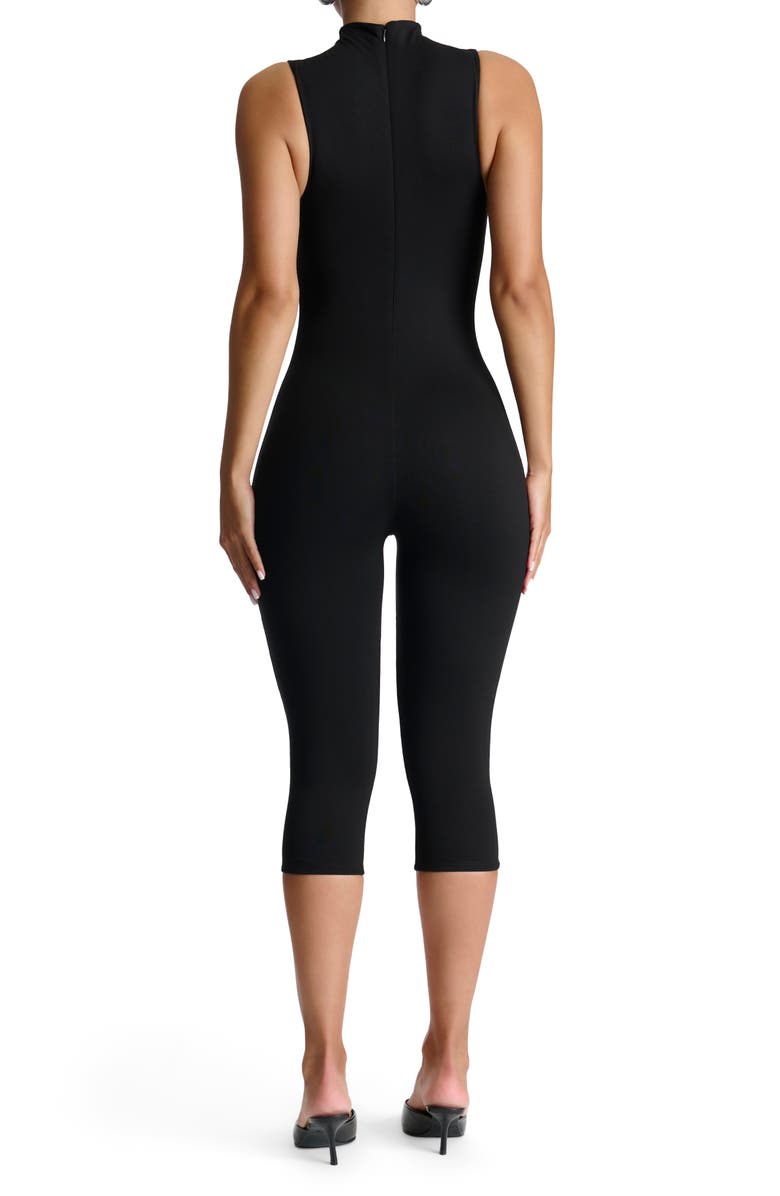 Naked Wardrobe Smooth Funnel Neck Capri Jumpsuit, Alternate, color, 