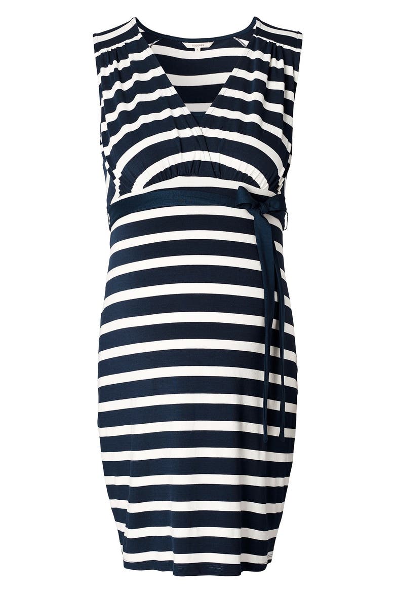 'Lara' Stripe Maternity Dress, Main, color, DARK BLUE