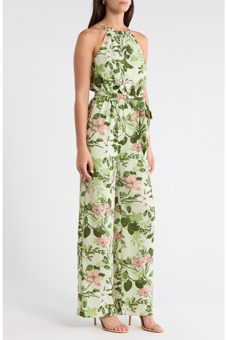 Zane Floral Lighthearted Tropical Print Jumpsuit, Alternate, color, GRN-PINK-MUL