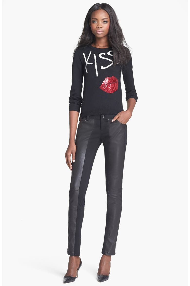 'Karsyn Kiss & Tell' Sweater, Main, color, BLACK/ WHITE/ RED WITH SEQUINS