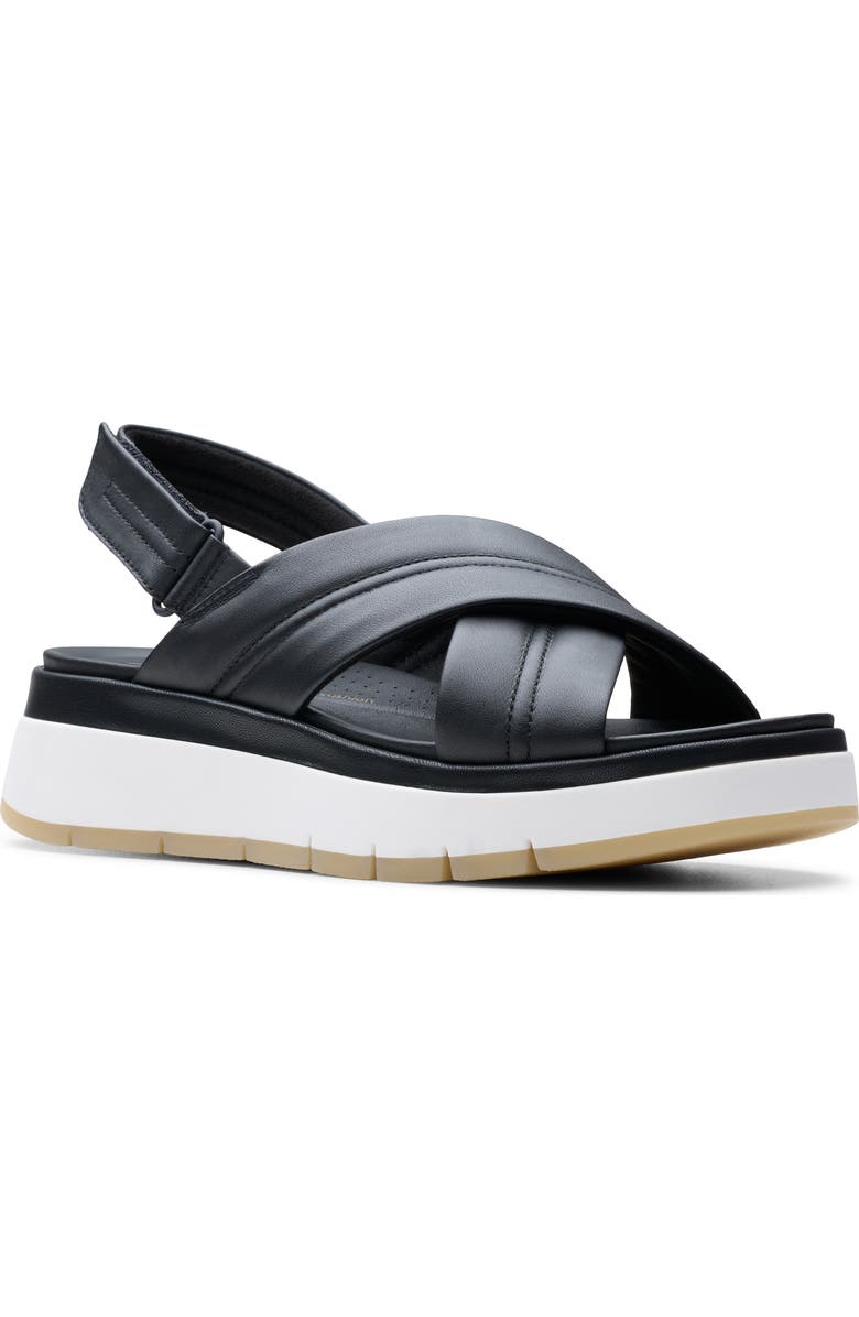 Clarks<sup>®</sup> Tuscan Crisscross Slingback Sandal, Main, color, Black Leather