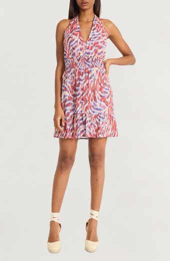 The Good Journey Abstract Print Halter Neck Minidress