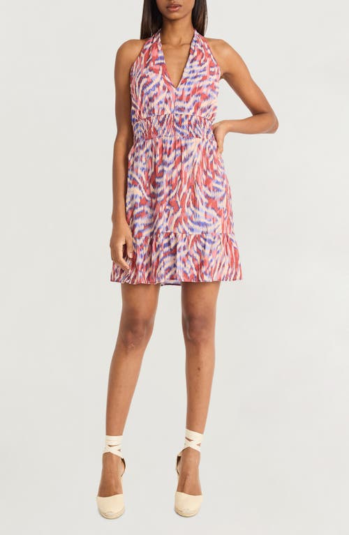 THE GOOD JOURNEY THE GOOD JOURNEY ABSTRACT PRINT HALTER NECK MINIDRESS