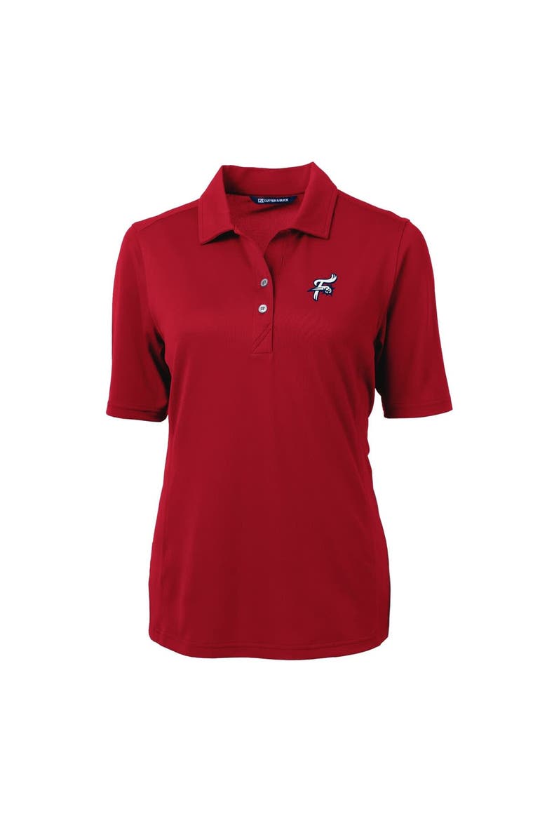 Women's Cutter & Buck Red Reading Fightin Phils Virtue DryTec Eco Pique Recycled Polo, Alternate, color, Red
