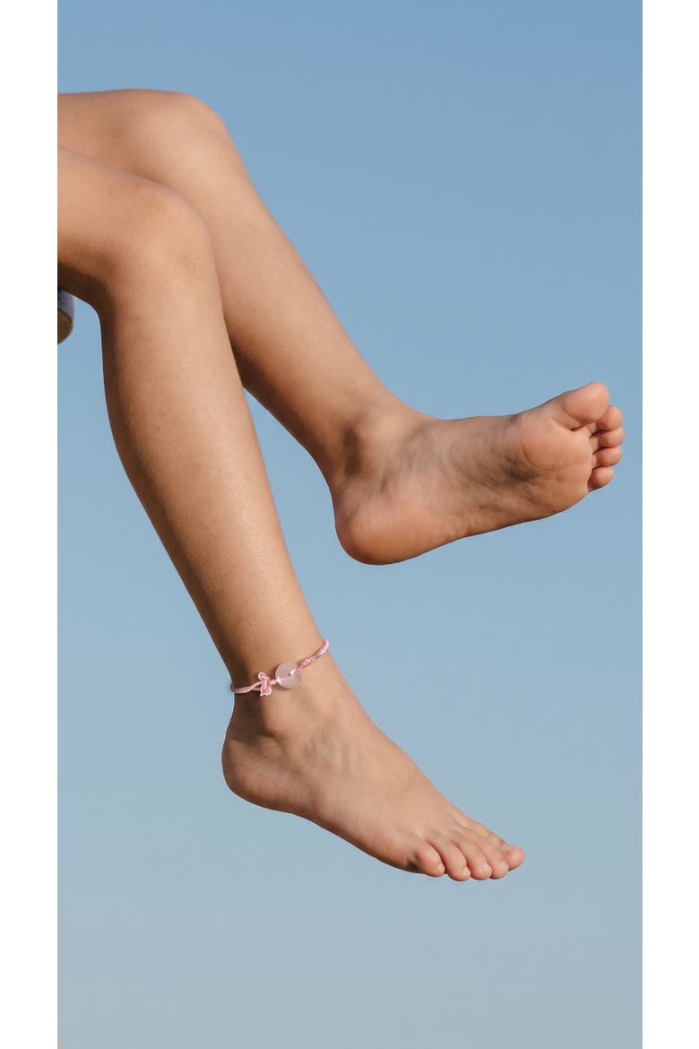Kids Jade Peace Buckle Black Woven Bracelet/Anklet, Alternate, color, Pink