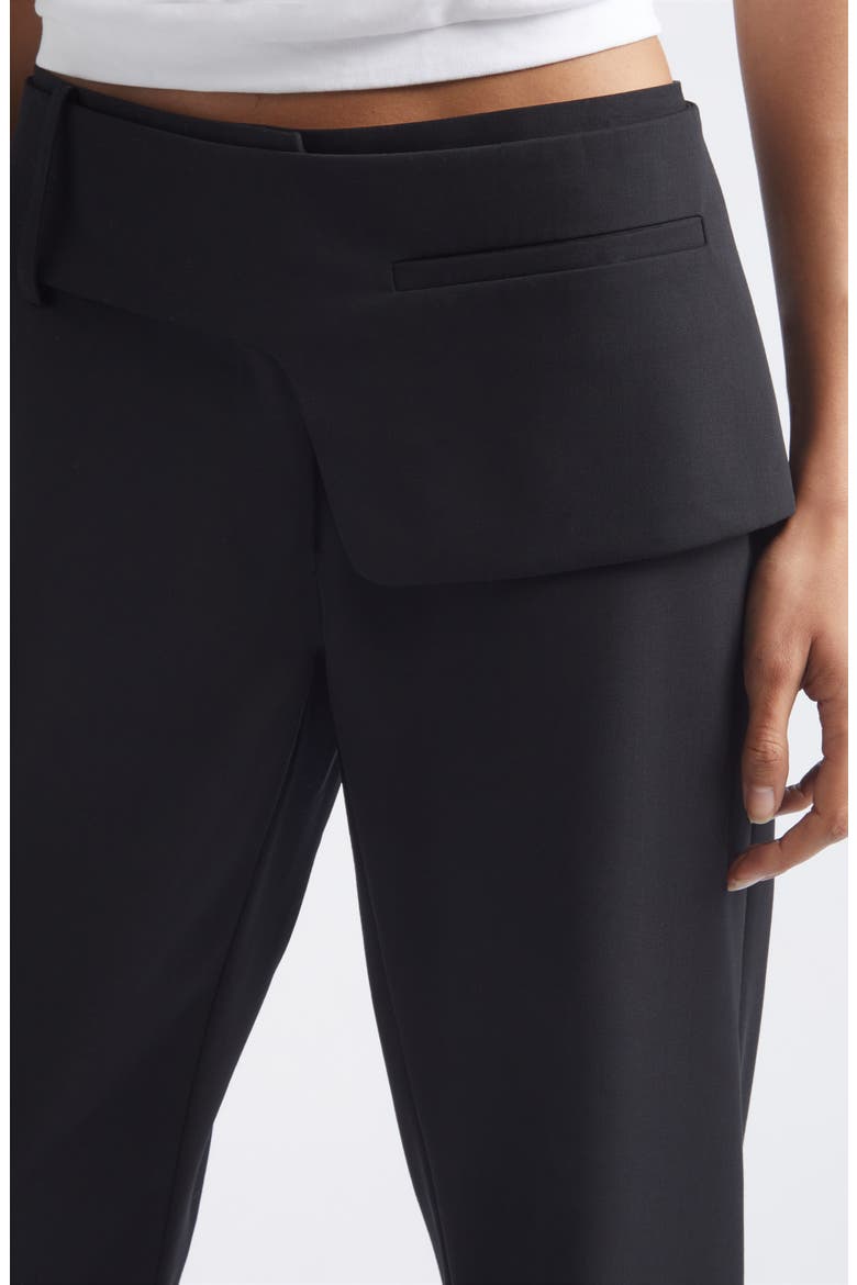 Foldover Waist Wool Pants, Alternate, color, BLACK