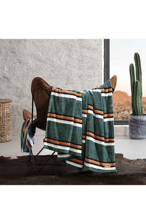 Wrangler Western Saddle Stripe Ultra Soft Plush Fleece Blanket In Green