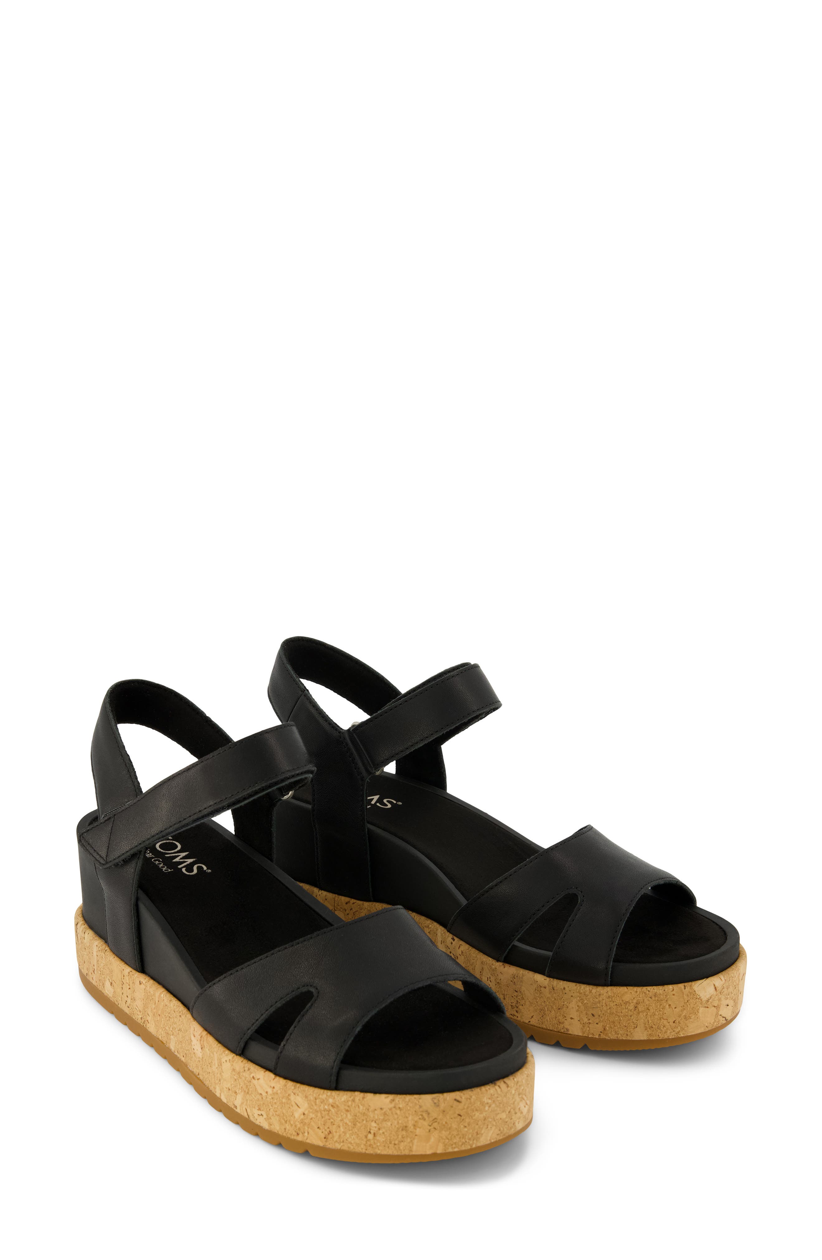 Alana Wedge Sandal, Alternate, color, BLACK/ CORK