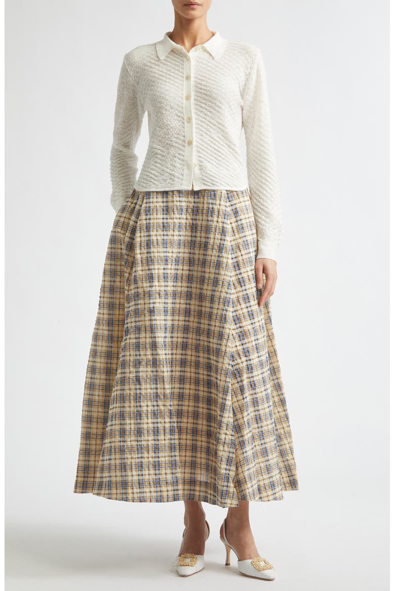Kennedy Plaid Seersucker Skirt, Alternate, color, BLUE / BEIGE SEERSUCKER CHECK