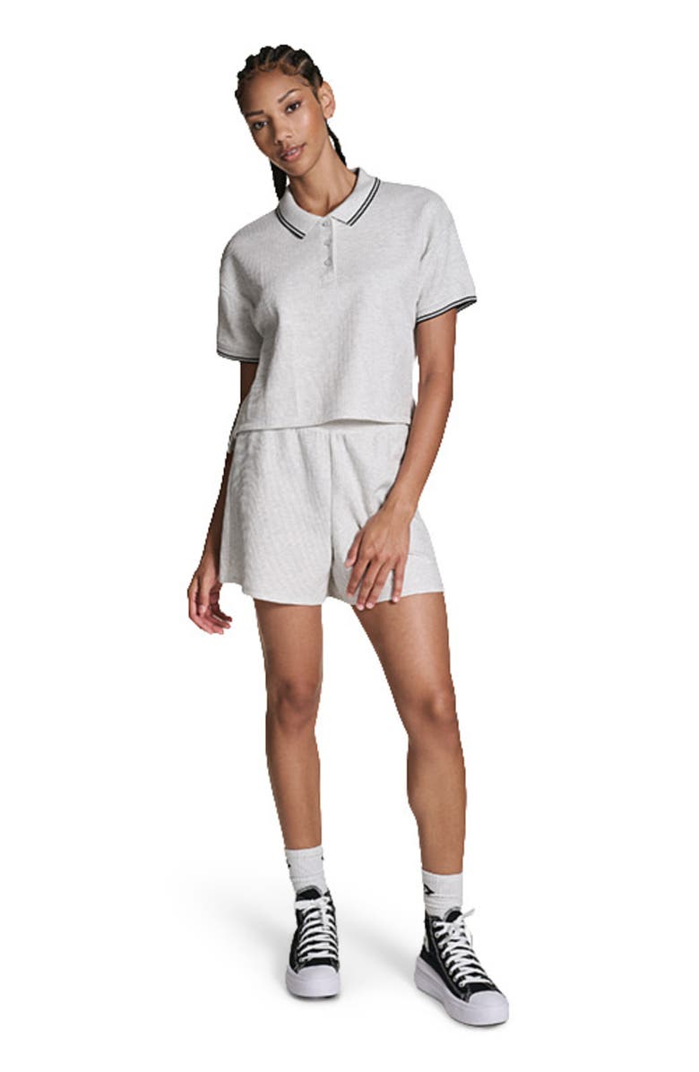 Converse Cropped Waffle Polo, Alternate, color, Light Grey Heather