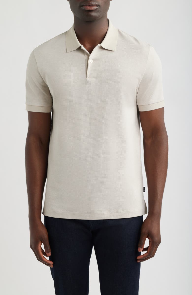 BOSS Parlay Cotton Piqué Polo, Main, color, Open Beige