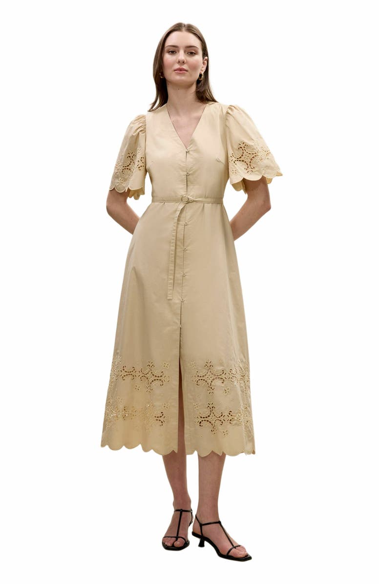 Rebecca Taylor Raquel Twill Dress, Main, color, Latte