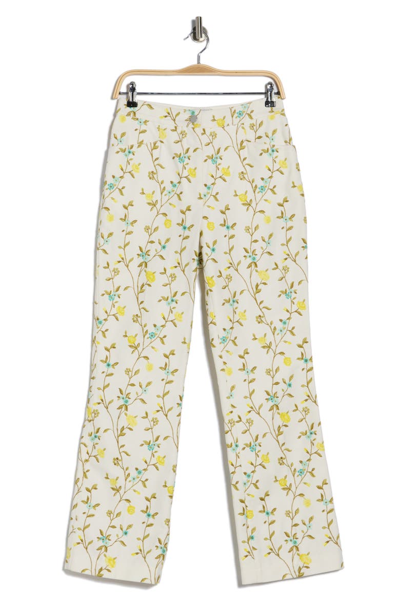 Floral Cotton Blend Pants, Alternate, color, LEMON
