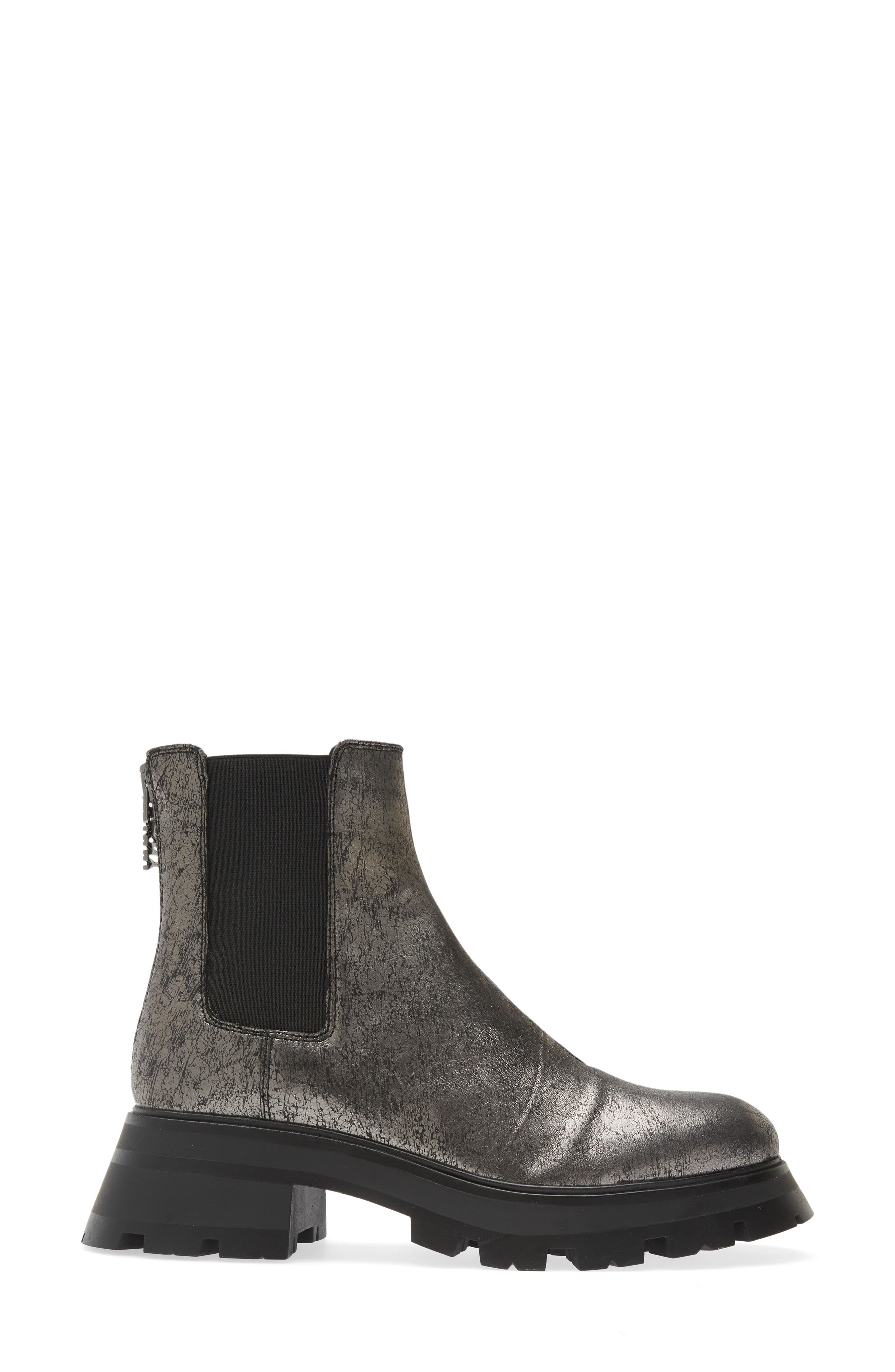 DKNY Sasha Lug Chelsea Boot, Alternate, color, Dark Gunmetal Cracked Leather