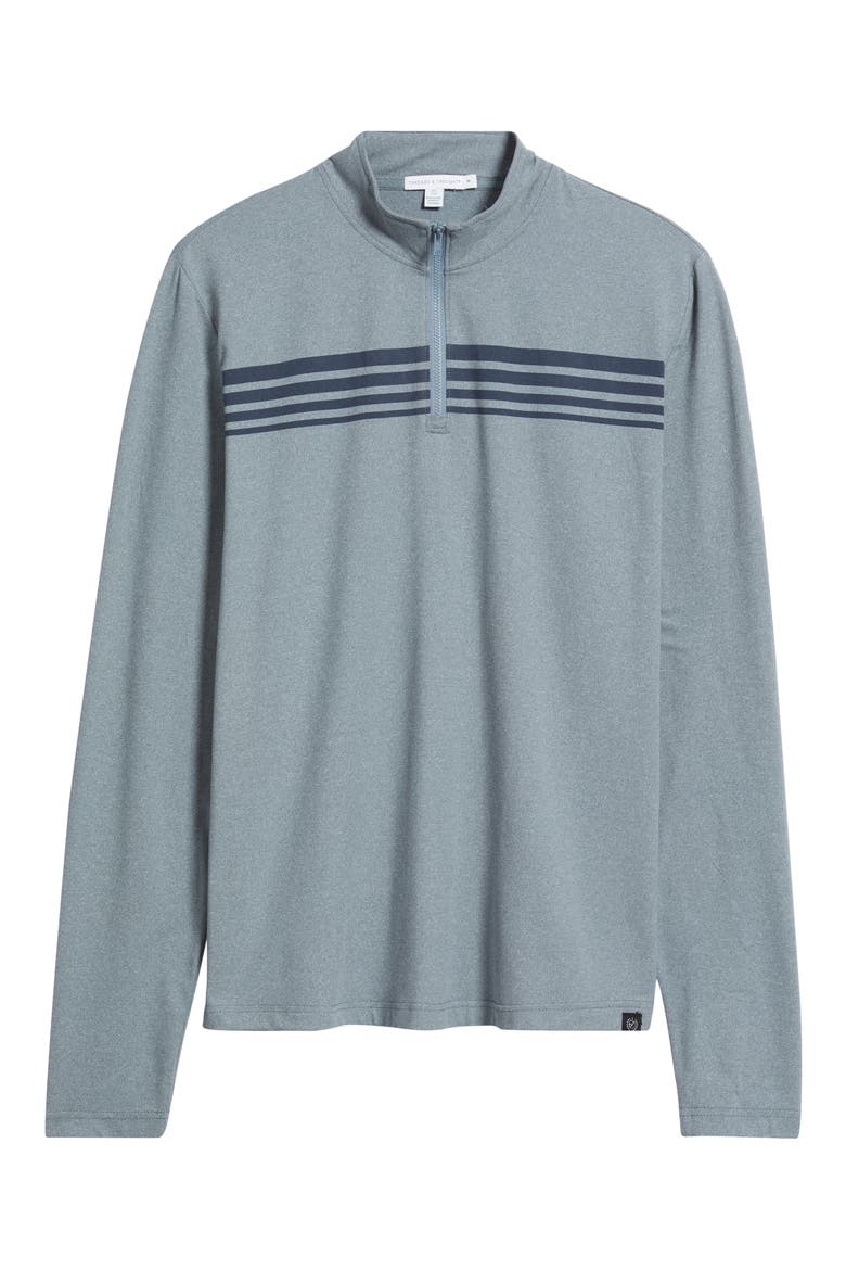 Kace Chest Stripe Luxe Jersey Quarter Zip Pullover, Alternate, color, HEATHER RAINDROP / STARGAZER
