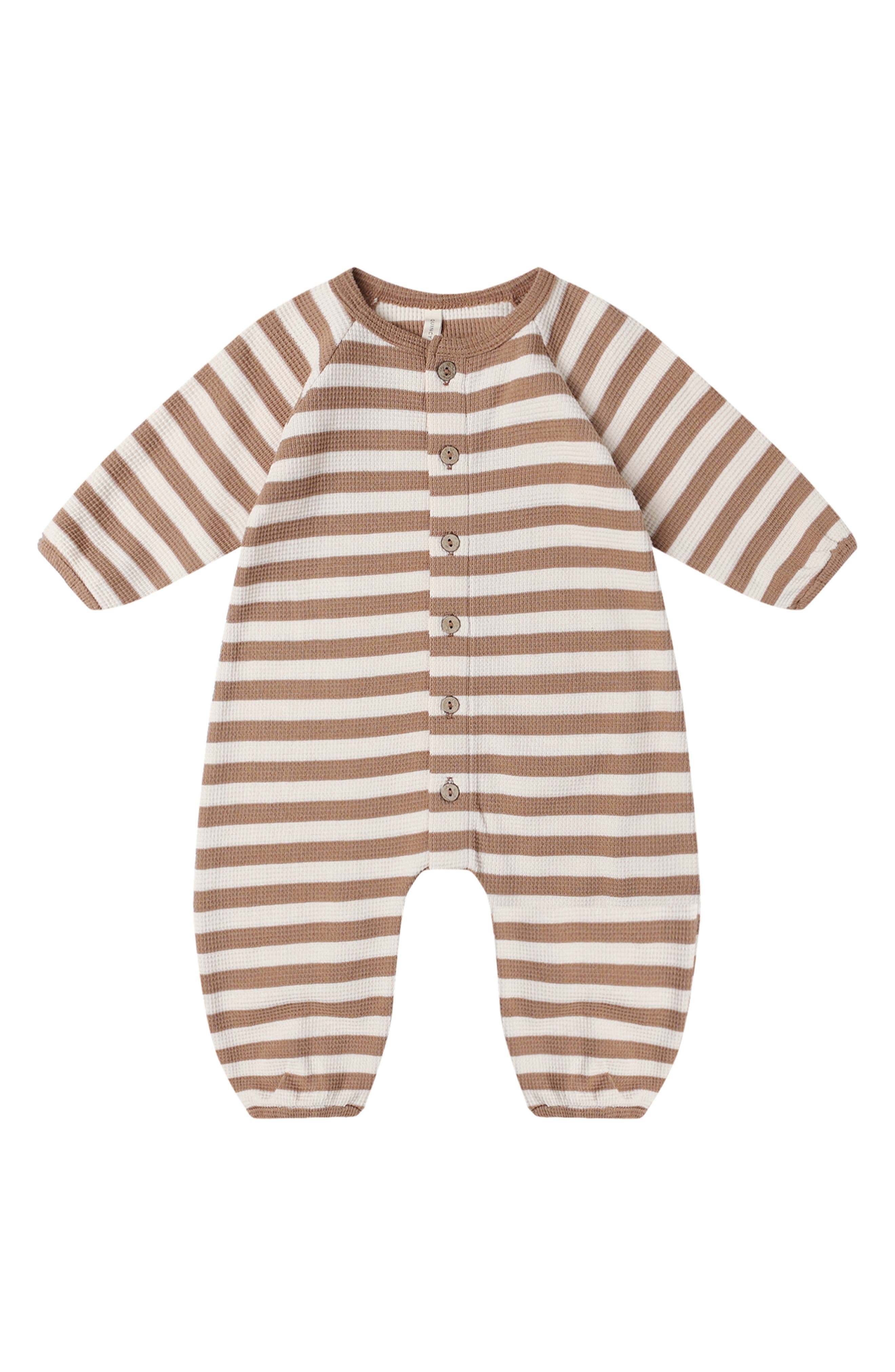 QUINCY MAE Stripe Waffle Knit Organic Cotton Romper
