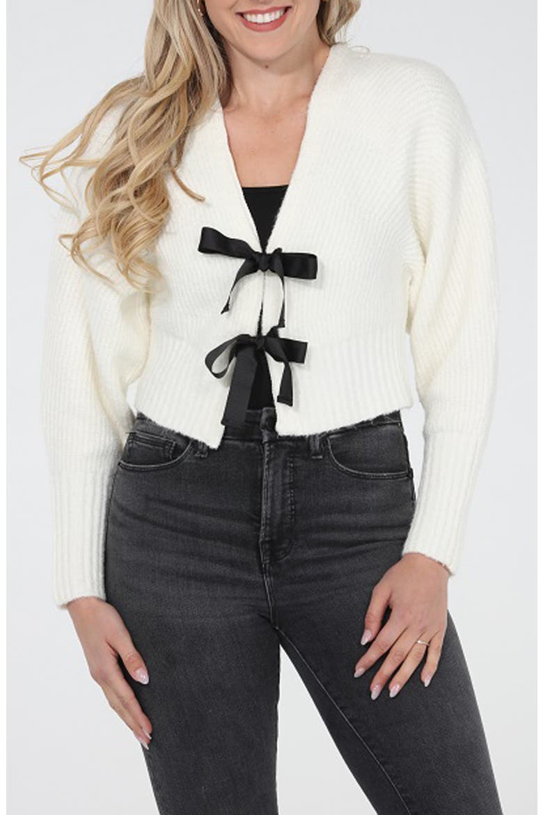Bow Front Knit Cardigan, Main, color, IVORY